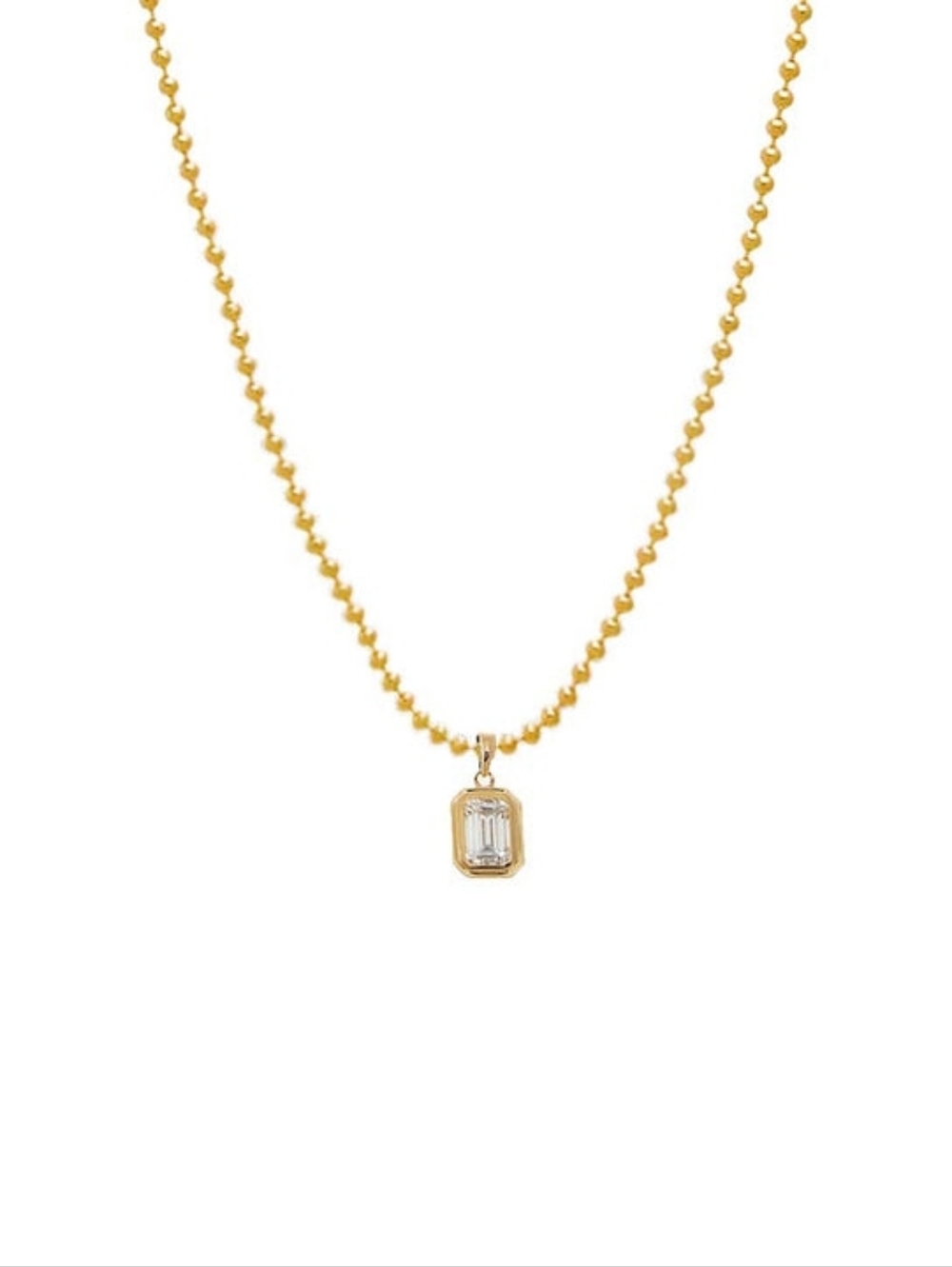 ADINA EDEN Beaded Necklace & Emerald Cut CZ Pendant